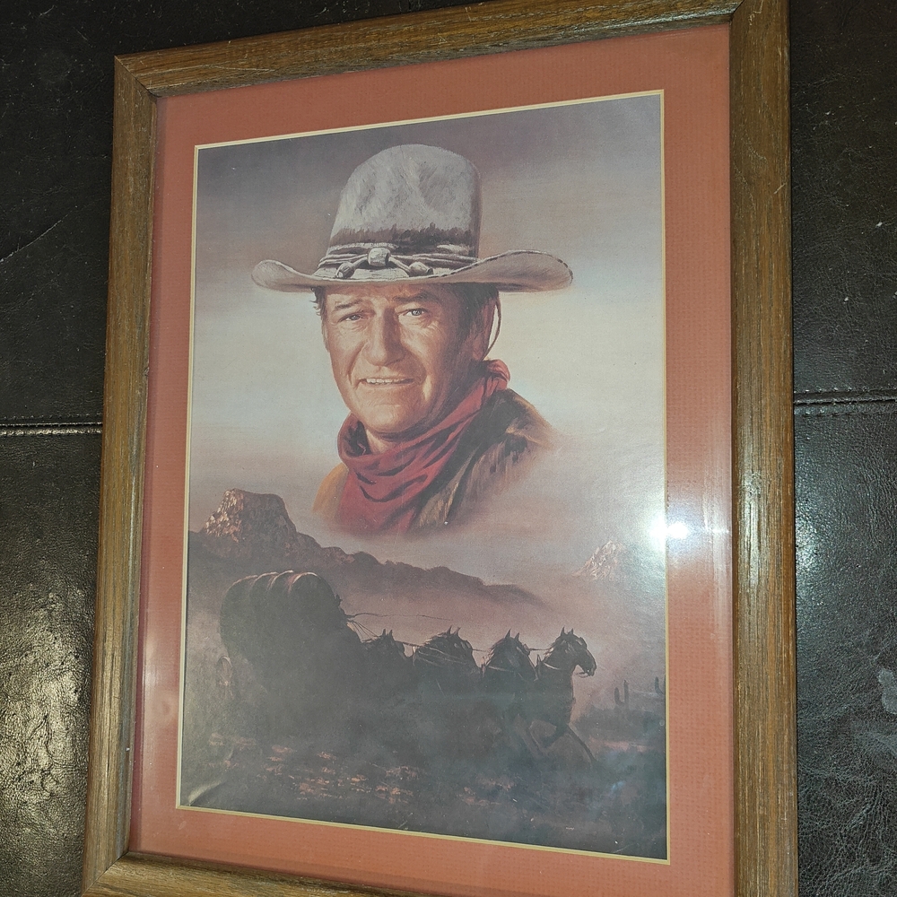 John Wayne Western Cowboy Framed Art Print 14x17